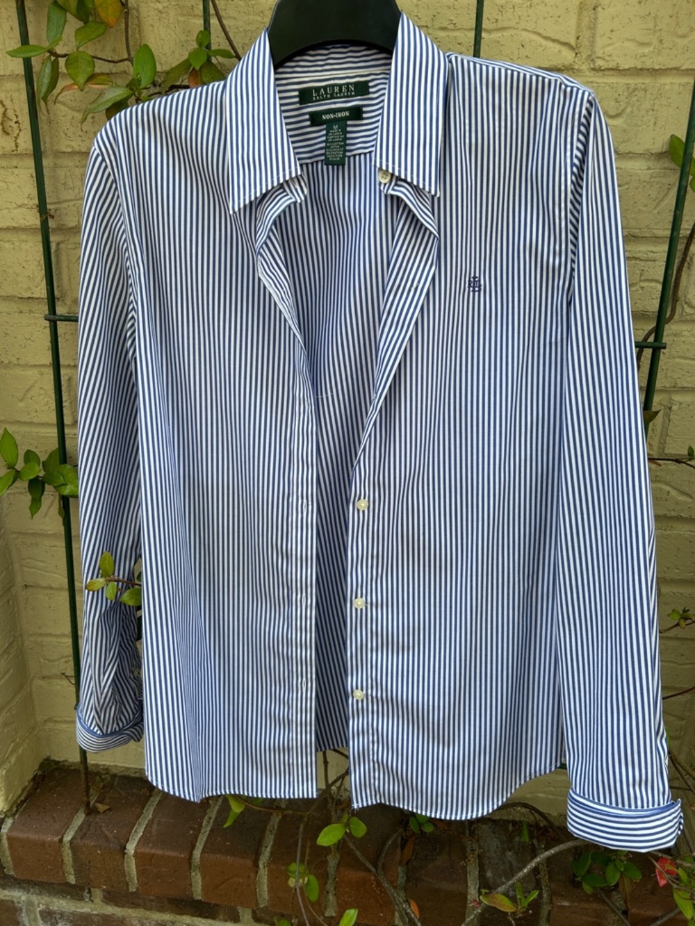 Lauren Ralph Lauren Navy and White Vertical Stripe Dress Shirt